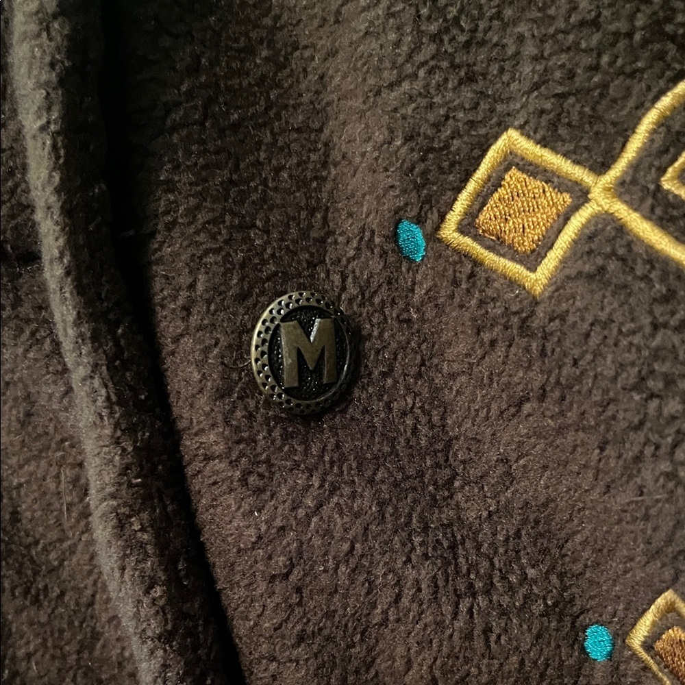 Bob Mockie Brown Jacket with Embroidered Patterns Wearable Art - Picture 9 of 9